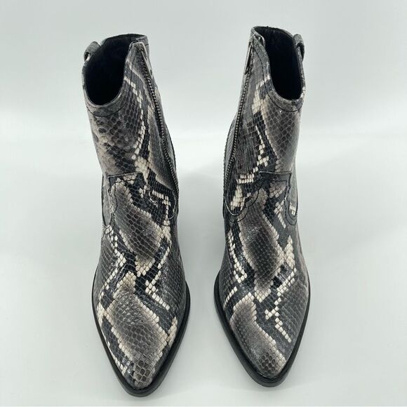 ALLSAINTS Rolene Animal Print Embossed Leather Western Block Heel Boots Size 7 - Picture 3 of 16